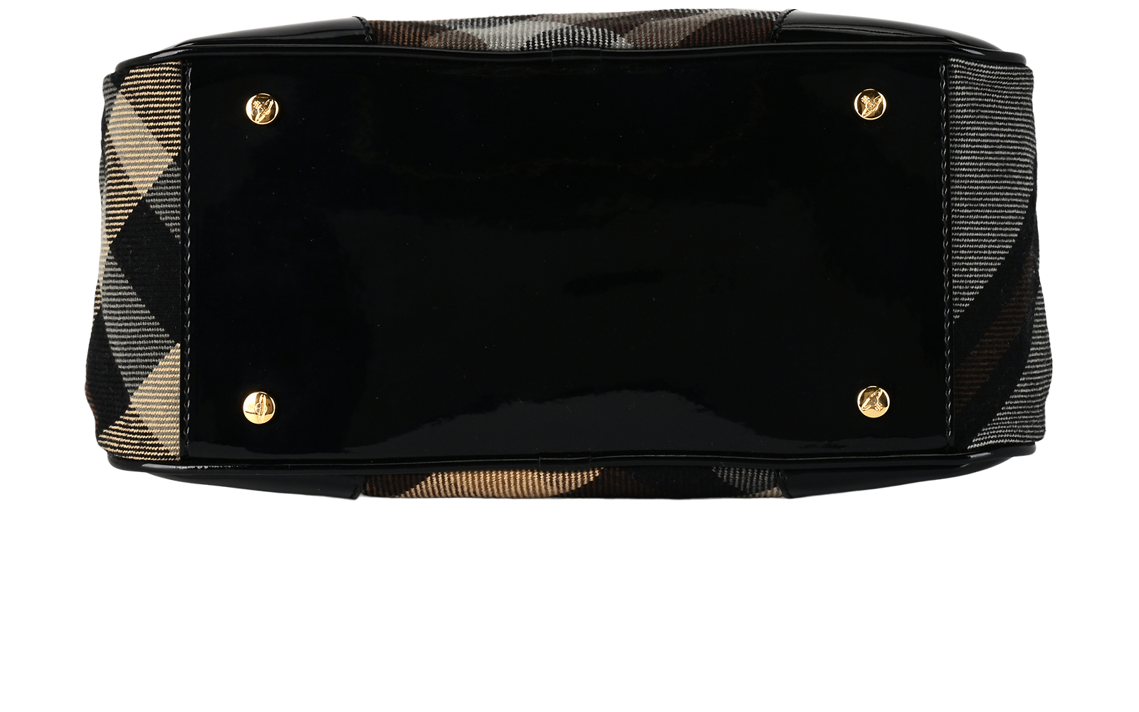 Medium Yasmine, &pound;225, Handbags, Black/Brown, Fabric/Patent Leather, Top view